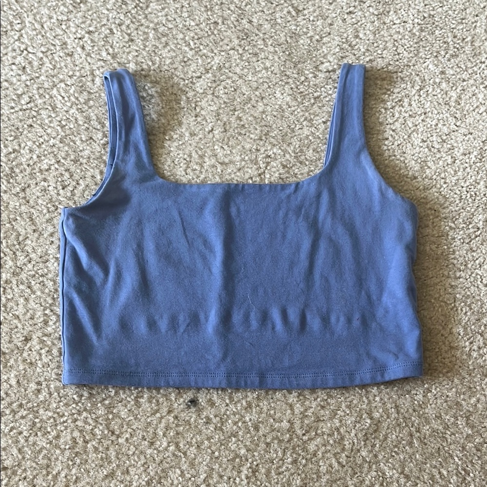 Blue Fitted Crop Tank Top
